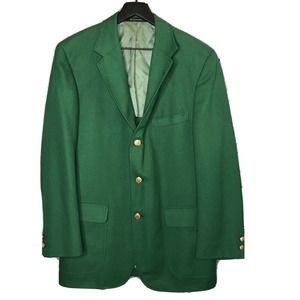 VTG Green Jacket Blazer Gold Buttons 42R Masters